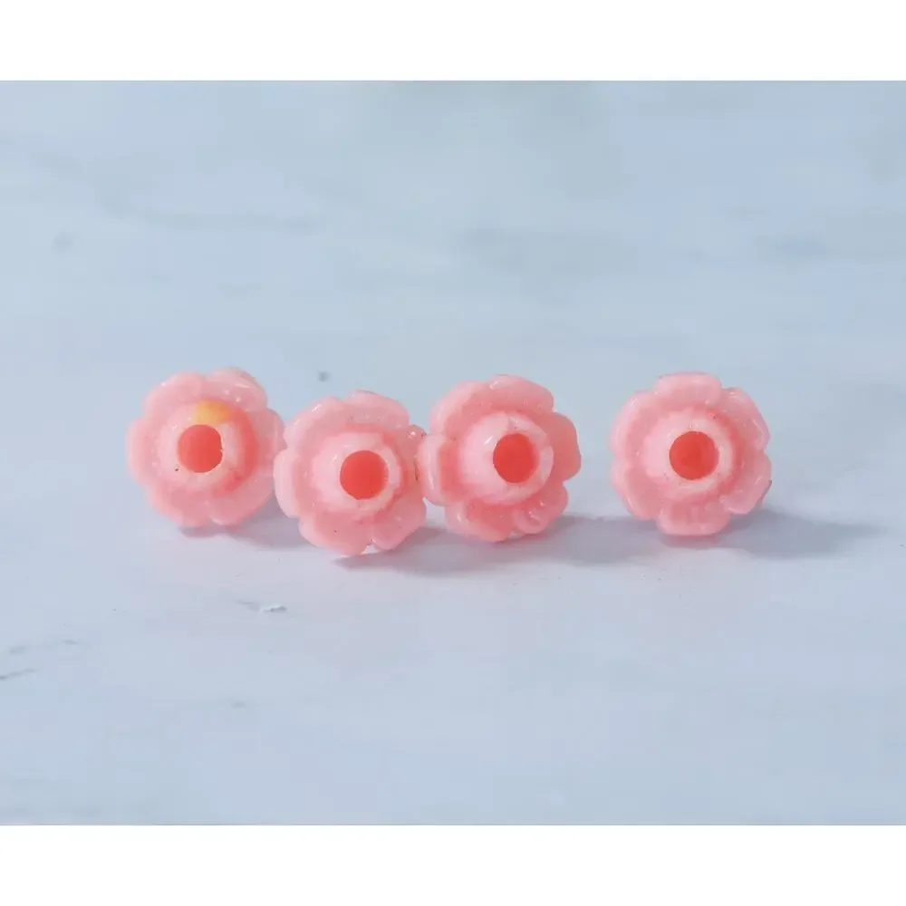 VTG Set of 14 Floral Rose Cake Toppers Candle Holders Retro MCM Birthday Decor
